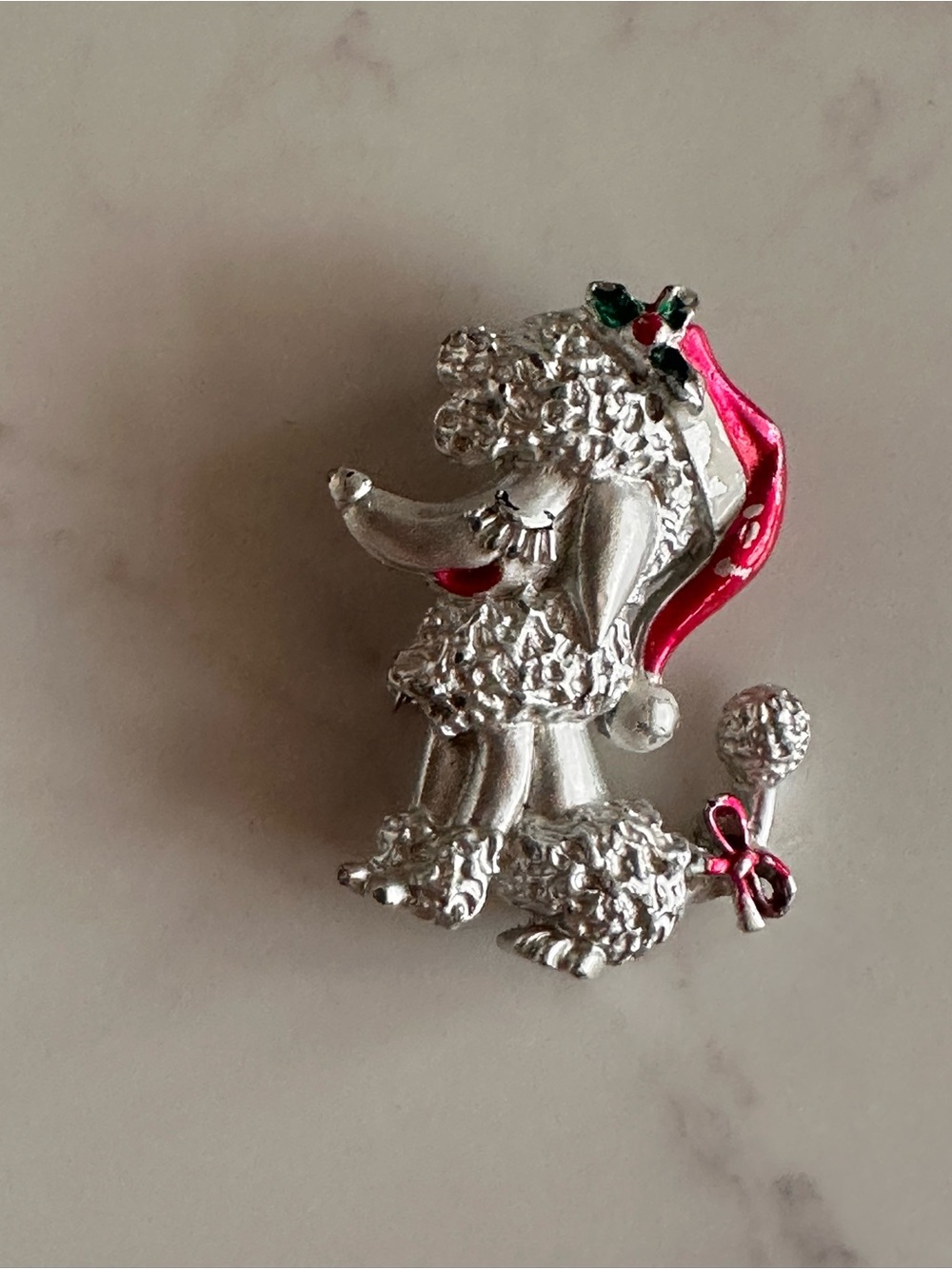 Silver Christmas 🤶 Poodle Brooch - Holidays